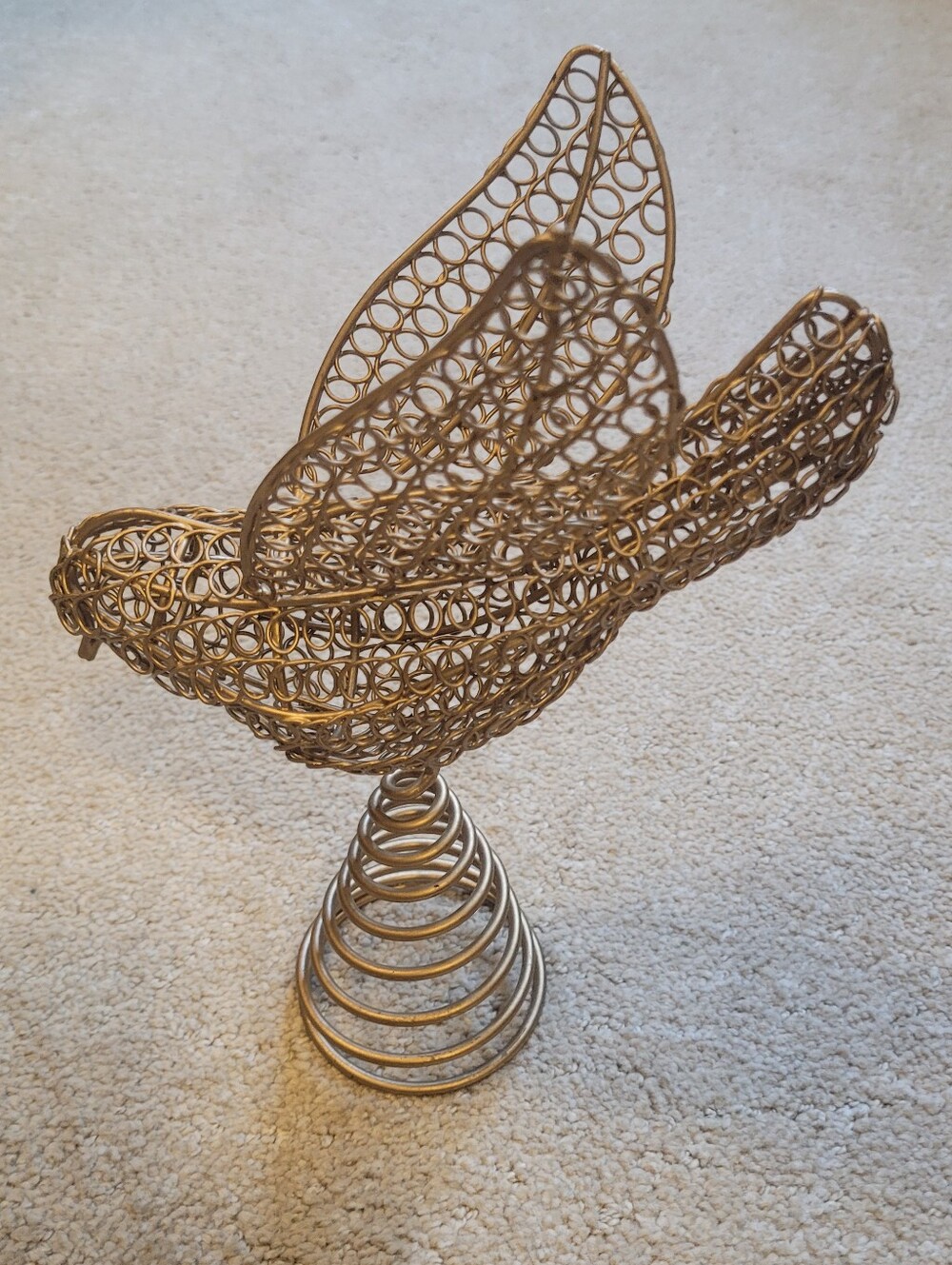 Decorative Metal Wire Bird Sculpture - Gold